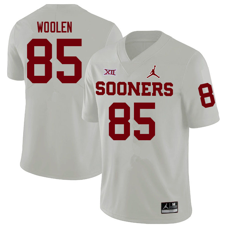 Men #85 Davion Woolen Oklahoma Sooners College Football Jerseys Sale-White